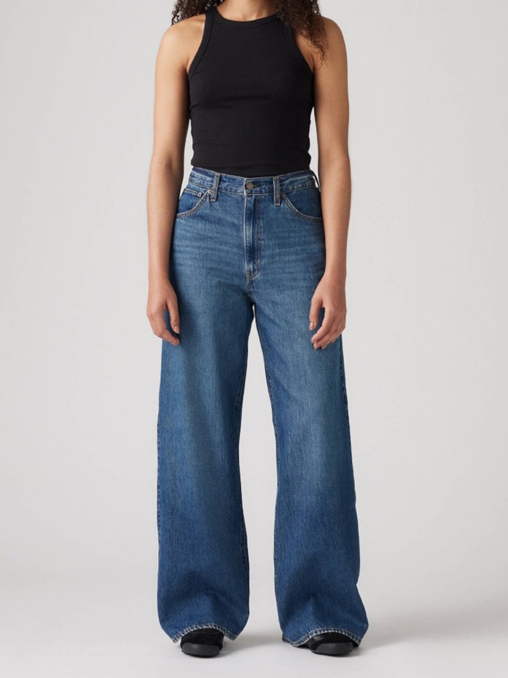 Levi's Cinch Baggy Adjustable Waist Wide Leg High Rise Non-Stretch Denim Jeans